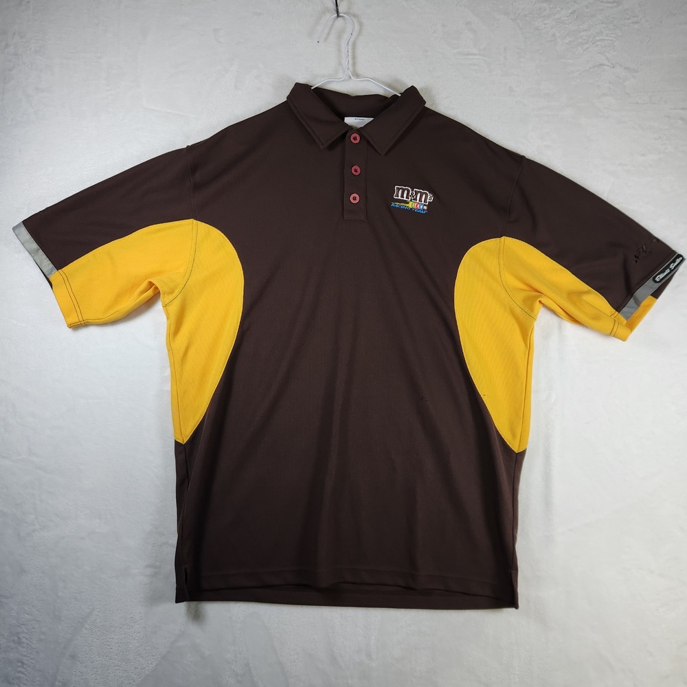 M&M's Racing Team Chase Authentics NASCAR Polo Shirt Mens XL Brown‎ Yellow